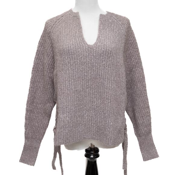 Anthropologie John + Jenn Oversized Lavender Side Tie Sweater Size Small - Picture 1 of 13